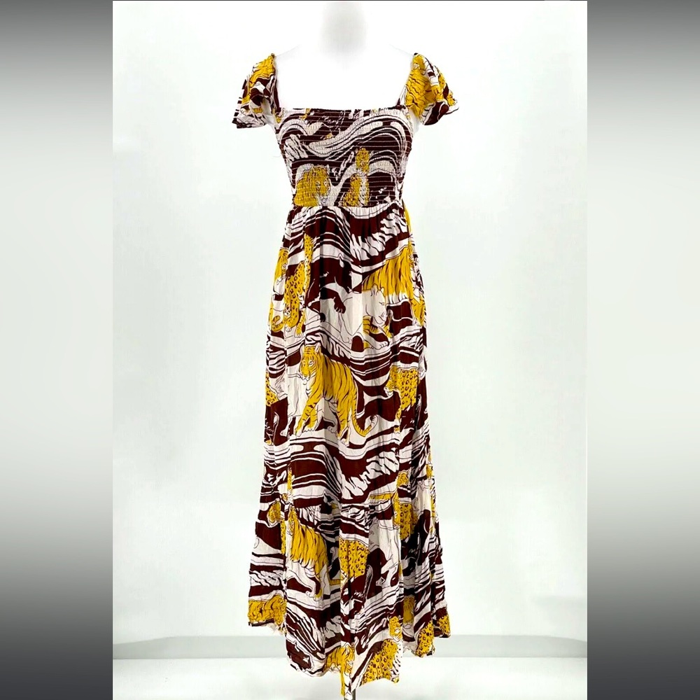 NWT Anthropologie ruffled maxi dress sz S with pockets